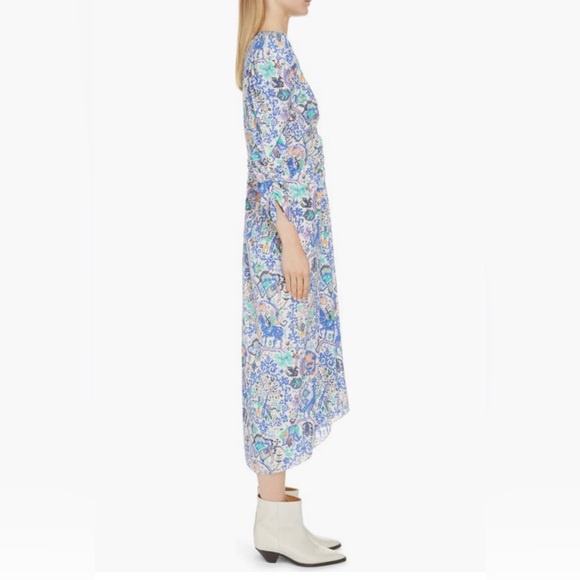 NEW $1395 Isabel Marant Albi Dot Print Ruched Stretch Silk Dress in 8 US / 40 FR - Picture 3 of 6